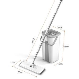 Esfregonas Esfregonas planas sem mãos e conjunto de balde Squeeze Wipping Limpeza de chão Esfregão doméstico Lavagem de microfibra a seco e molhado 230718