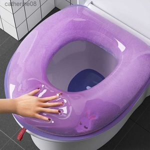 Waschbarer Toilettensitzbezug, wasserdichter Aufkleber, Schaumstoff, Toilettendeckelbezug, tragbare Silikon-Toilettenbecherabdeckungen, Badezimmerzubehör L230621