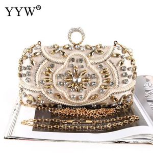 Evening Bags Luxury Beaded Crystal Clutch Wallet Women's Cross Shoulder Evening Handbag Formal Wedding Ball Cocktail Party Bag 230718