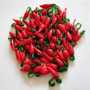 20 mm 30 mm ręcznie robione czerwone chilli lampy koraliki do majsterkowania Naszyjka biżuteria czerwona papryka Lampwork Kolor Glaze Kulki 100pcs151e