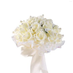 Dekorative Blumen Braut Hochzeit werfen Blumenstrauß Zubehör künstliche Brautsträuße für Party Zeremonie Po Prop