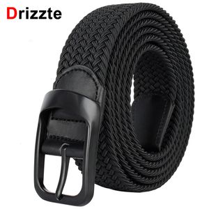 Neck Ties Drizzte Plus Size 100190cm 190cm 63'' 67'' 71'' Long Black Braided Elastic Stretch Belt Mens Metal Buckle for Big and Tall Man 230718