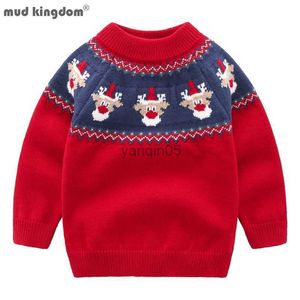 Pullover Mudkingdom Christmas Sweater For Girls Boys Sweaters Pullover Santa Claus Barn Kläder Tjocka barn Vinterkläder Soft HKD230719