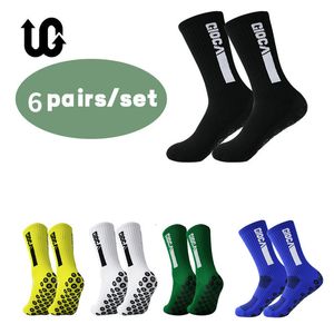 Sports Socks Anti Slip Fashion Football Socks 6Pairs/Lot Mid Calf Non-Slip Soccer Sport Cycling Sport Mens Sock EU38-44 230719