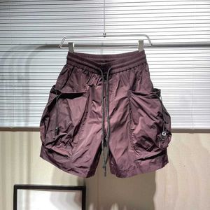 Shorts masculino verão novo bolso grande funcional vento macacão shorts moda de rua americana shorts de perna larga Hip Hop calças cortadas retas L230719