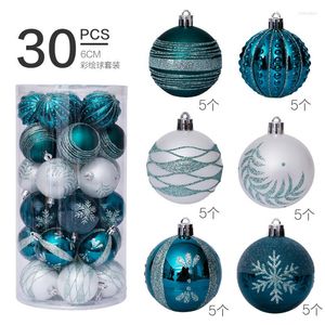 Decoração de festa 30 pçs por caixa 6 cm verde e branco pintado bola de natal arranjo de feriado ornamento árvore de papai noel pingente vários padrões