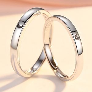 2pcs Sun Moon Coppia Anelli Anello aperto regolabile Eachother Lovers Finger Circlet Minimalista Fidanzamento Wedding Ring set Jewlery
