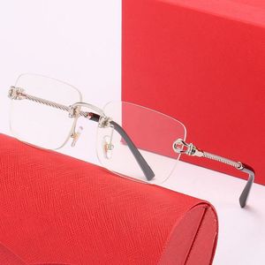 Hot style Rectangle sunglasses designer men gold sunglasses for man fashion luxury brand UV400 frameless eyeglasses metal driving rimless sunglasses with box