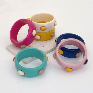 Bangle 2023 Punk Colorful Big Wide Bracelet For Women Girls Resin Acrylic Geometric Retro Thick Trending Party Jewelery