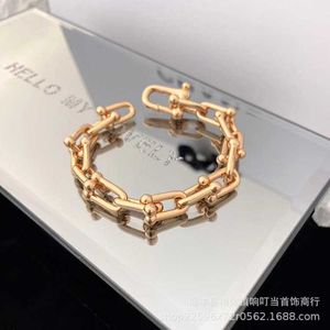 Original brand Gold High Edition TFF Ring Buckle Bracelet Womens New Smooth U-shaped Horseshoe T1 Double T