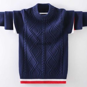 풀오버 소년 풀버 니트 스웨터 어린이 스웨터 겨울 어린이 의류 따뜻한 새용면 의류 O-Neck 스웨터 hkd230719