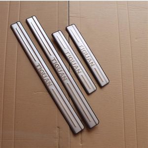 For VW TIGUAN Stainless Steel Scuff Plate Door Sill Ultrathin Threshold Strip Welcome Pedal Car Styling Accessories 4pcs set234k