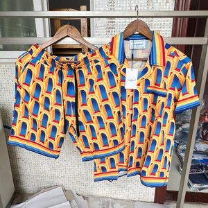 Мужские повседневные рубашки набор рубашек Casablanca Персонализированная абстрактная буква печати на Гавайи с коротким рукавом 230718