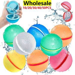 Sand Play Water Fun 50sts Wholesale Magnetic återanvändbara ballonger Snabbfyllning Självförsegling Bomb Splash Balls For Kids Swimming Pool 230718