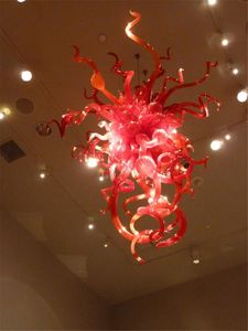 Chińskie dostawca czerwony duży oświetlenie nowoczesny żyrandol do wysokiego sufitu luksusowy ręcznie dmuchany szklany lampa LED Schody Schody