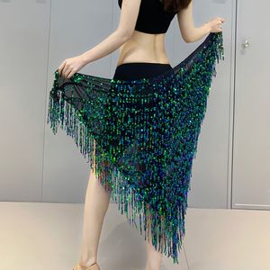 Womens Sequin Tassel Glitter Sparkly Skirts Rave Fringe Hip Scarf for Festival Stage Performance Show Costume Wrap Belt Outfit