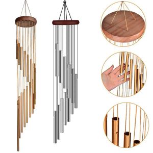 Musikalisches Windspiel, Pfeife, 12 Röhren, Windspiele, Gold/Silber, Glocken, Dekor für Wohnzimmer, Schlafzimmer, Esszimmer, Café, Windspiele, Röhren, LL