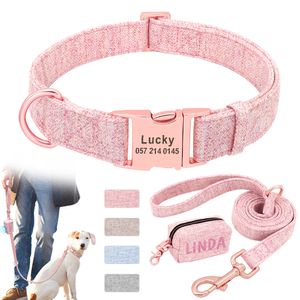 Coleiras para cães coleira personalizada com coleira personalizada saco de lixo dispensador gravado animal de estimação caminhada chumbo cocô ao ar livre portátil 230719