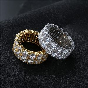 Hip Hop Iced Out Rings Micro Pave CZ Stone 9mm Tennis Band Ring Men Kvinnor Charm smycken Crystal Zircon Diamond Gold Silver Plated 248i