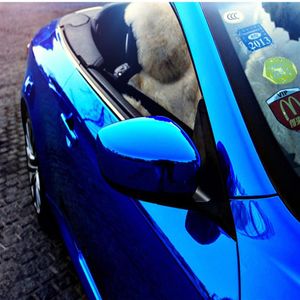 Envoltório de espelho azul cromado premium estirável cromado brilhante vinil envoltório de carro folha cromada filme de liberação de ar 1 rolo de 52 x 20 m 195I