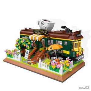 Blocks City Creative Street View Series Train Casual Coffee Shop Micro Building Blocks Bricks Toys Christmas Gifts R230720