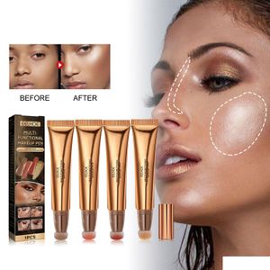 Evidenziatori abbronzanti Mti Trucco funzionale Evidenziatore per il corpo Penna glitter Contouring Bronzer per viso Shimmer Powder Texture cremosa Dhwym