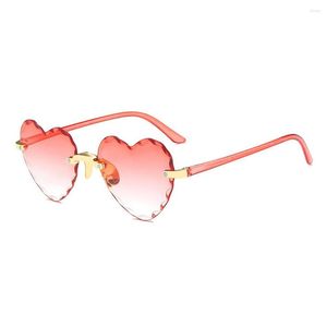 Sunglasses Heart-shaped Rimless Cut-edge Glasses Gradient Color Peach Heart Women Shades