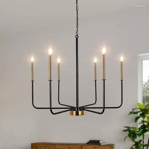 Ljuskronor American Simple Farmhouse Vintage Black and Gold Kitchen Island Chandelier Living Room Bedroom Hallvägsängar