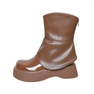 Boots Arden Furtado 2023 Fashion Spring Autumn Women Kort runda tåkilar klackar äkta läder kvinnor 40