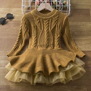 Pullover Girl Knitted Sweater Dress Fall/Winter Warm Full Sleeve Clothes Toddler Girls Halloween Costume Kids Evening Party Dresses Up HKD230719