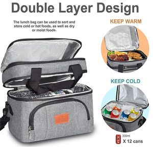 Ice Packs/Isothermic Bags Double Layer Insulated Heat Lunch Bag Food Thermal Bento Bags Oxford Cloth Portable Storage Tote Shoulder Crossbody Handbags 230718