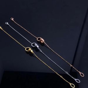 Fashion Designer Brand Double Ring Chain Bracelet Gold Silver Rose Gold Plated Stainless Steel Non-fading Ladies Jewelry239H