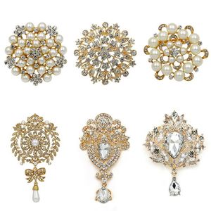 Pins Brooches Lots of 6 Clear Crystal DIY Wedding Bouquets Decor Set Broaches Jewelry Making Pin Backs Craft Kit 230718