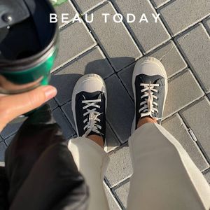 Casual Beautoday Dress Buty Sneakers Kobiety oryginalna skóra krowa okrągłe palce koronkowe solidne sprężyna sprężyna panie zwięzły płaski 37fb