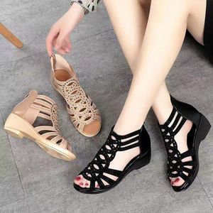 Sandalen Mode Damen Sandalen High Heels Damen Schuhe Bequeme Hollow Out Zipper Plateau Sandalen Damen Wedges Designer Sandalen Sommer 230718