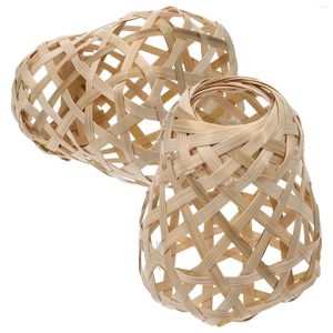 Pendant Lamps 2 Pcs Table Lamp Shade Lampshades Chandelier Light Covers Bedroom Bamboo Weaving Bulb Guard Decorative