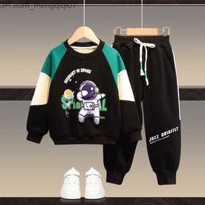 Clothing Sets Spring and Autumn Children's Plush and Thick Clothes Set 2-14Y Children's 2-piece Winter Children's Zipper+Pants Children's Sports Sweater Set Z230719