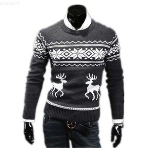 Men's Sweaters 2015 Top quality Autumn Winter Slim Round Neck mens sweaters Stylish Trendy sweater The deer pattern Pullover Sweater L230719