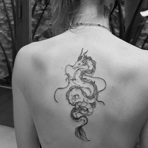 Adesivi per tatuaggi temporanei impermeabili Black Dragon Tattoo Flash Tattoo Back Female Male