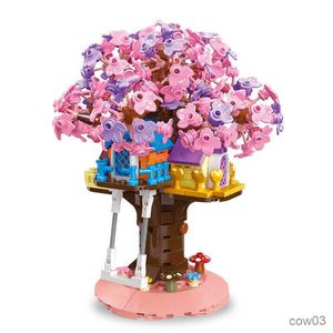 Blöcke Kreative Romantische Baum Haus Innendekoration Ornamente Bausteine Spielzeug Mädchen Weihnachten Geschenke R230720