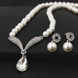 Necklace Earrings Set Arrival Bride Classic Imitation Pearl Rhinestone Crystal Wedding Accessories Special Price