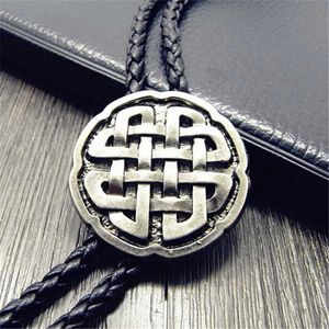 Bolo Ties Bolo tie New retro shirt chain lucky knot collar necklaces long neckties pendant HKD230719