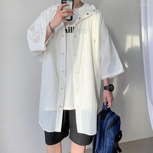 Herrenjacken Mode Eis Seide Sonnenschutz Mittellange Windjacke Paar Sonnenschirm Übergröße Dreiviertelärmel Kapuzenjacke Männer