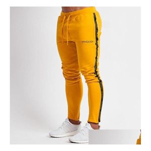 Erkekler Pantolon Erkekler Joggers Sıradan Fitness Erkek Spor Giyim Takip Bot Skinny Sweat Pantolonlar Siyah Spor Salyıları Jogger Track Drop Teslimat Uygulama Dhnds