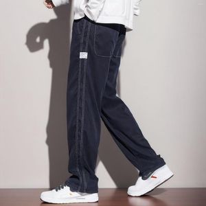 Herrbyxor faux denim lång fast färg pantaletter lösa leggings andningsbara män byxor koreanska stil streetwear pantalones hombre