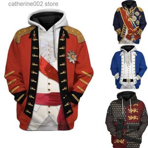 Herrtröjor tröjor vuxna medeltida come hoody roliga cosplay historiska figurer Henry Clinton King tröja renässansfest kommer plus storlek 5x T230719