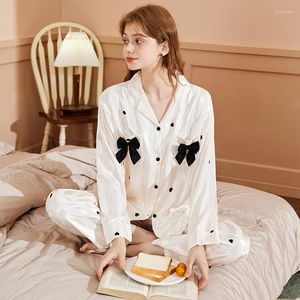 Kvinnors sömnkläder pyjamas vår- och höstmodeller is Silkpar Långärmad sommarnattkläder Thin Section Ladies Home Clothes
