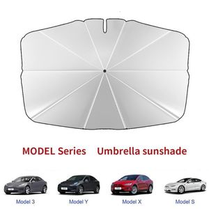 Tesla Model 3/Y/x Serisi Otomobil Ön Cam Güneş Koruyucu Şemsiye UV Koruma Güneş Vizör Koruyucu Ön Cam Pencere Gölge Kapak 230718
