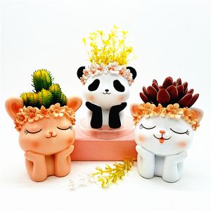 Kakverktyg Garland Animal Flower Pot Succulent Creative Silicone mögel harts Gips