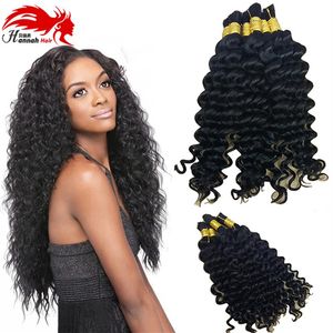 Hannah Deep Curly 100 ٪ Virign Mongolian Mongolian Buman Hair for the braiding bulk no spundles 3bundles 150gram277r